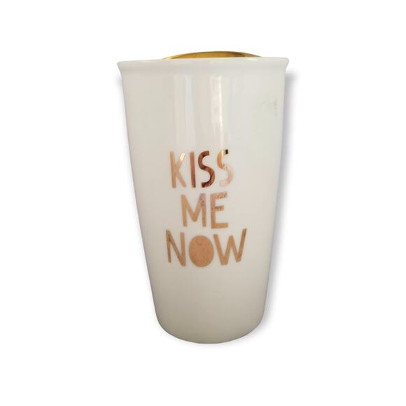Kiss Me Now Love Ceramic Mug Cup w Lid - New - Picture 2 of 6